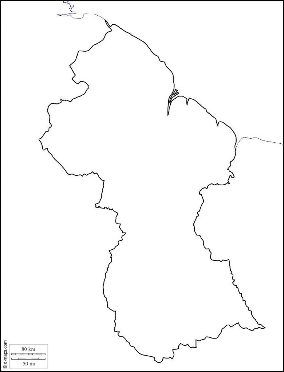 mapa en blanco de Guyana
