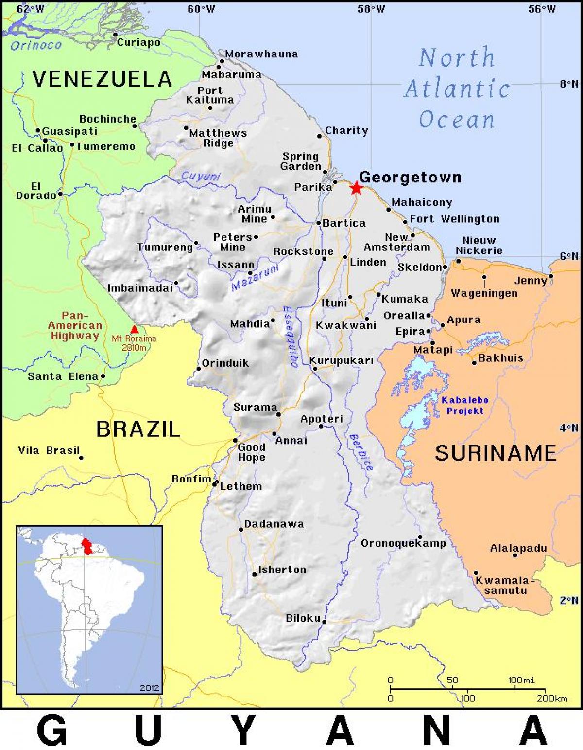 mapa de Guyana país