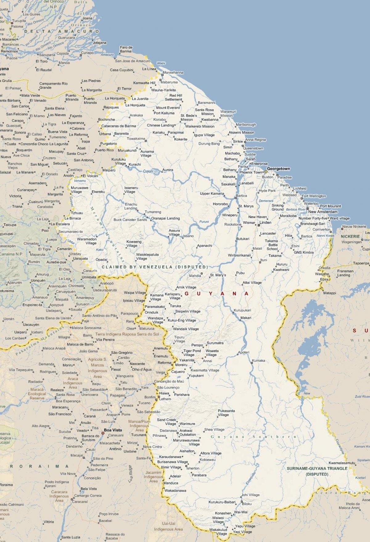 mapa detallado mapa de Guyana