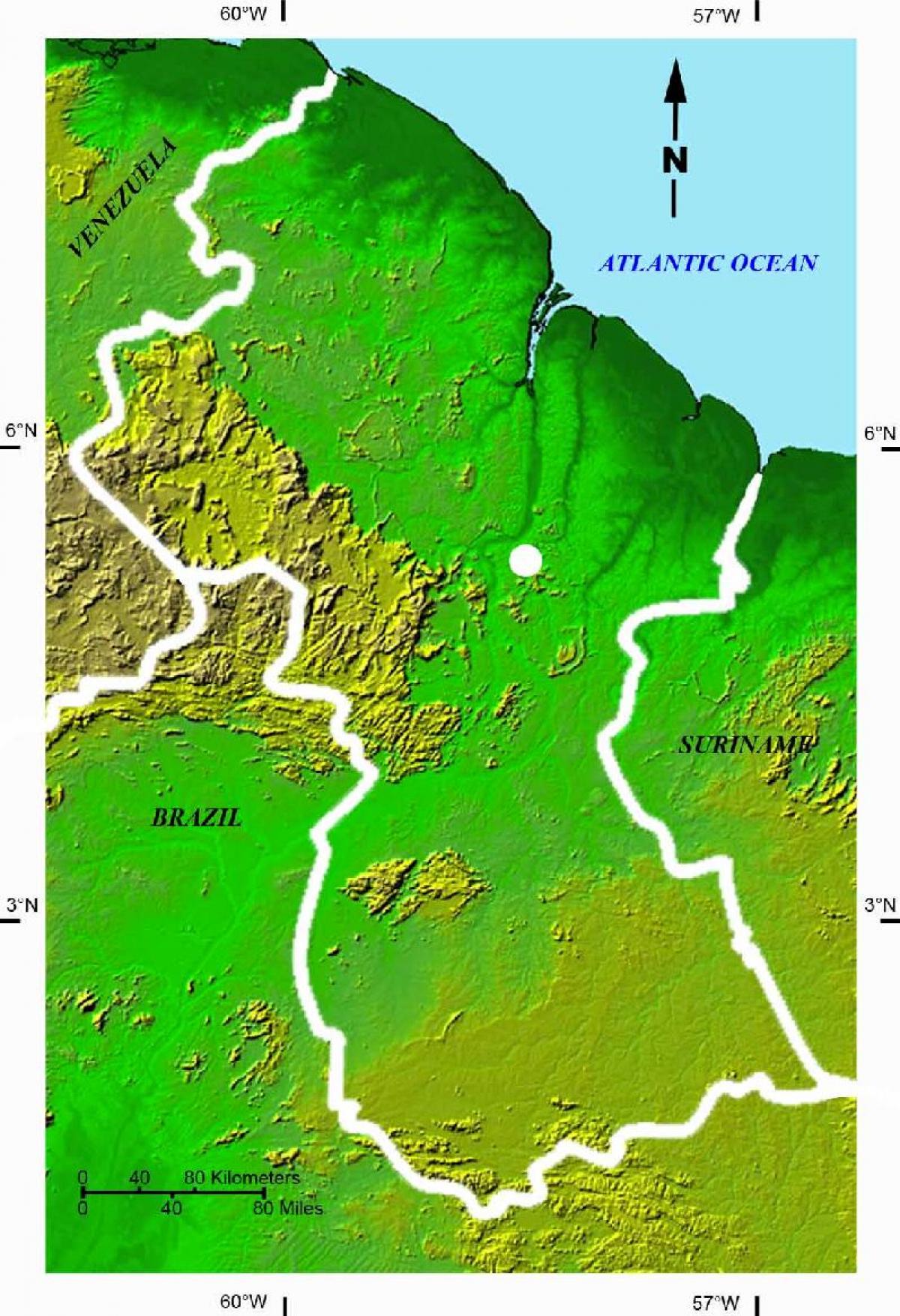 mapa de mapa satelital de Guyana