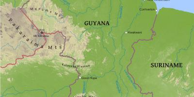 Mapa de Guyana mostrando la planicie costera baja