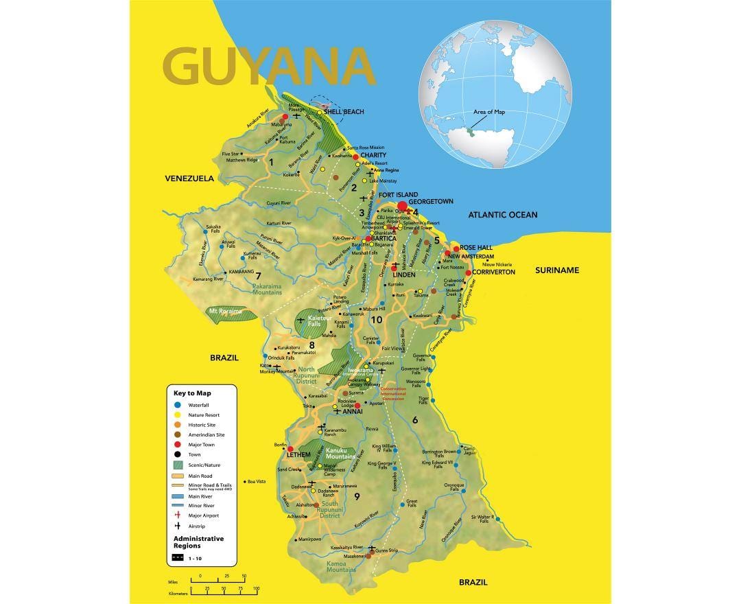 mapa de Guyana ubicación en el mapa