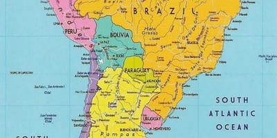 Mapa de Guyana, américa del sur 