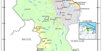 Mapa de Guyana recursos naturales
