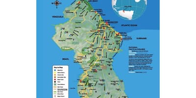 Mapa de mapa que muestra cómo los amerindios llegaron a Guyana
